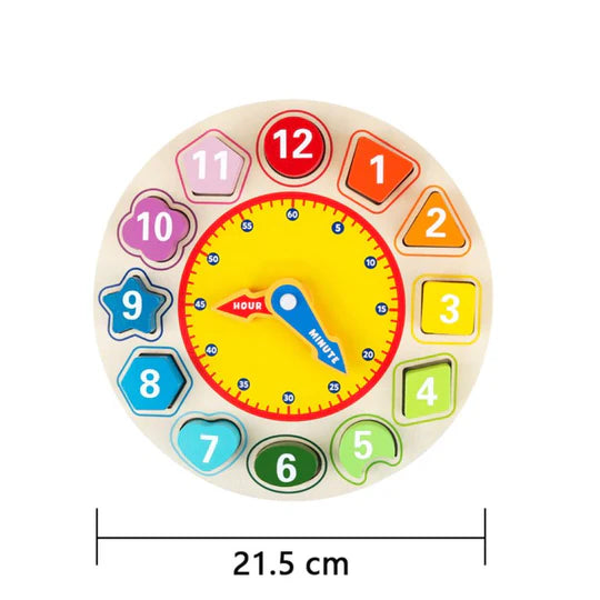 Reloj de Madera Encaje Figuras Juguete Montessori 12 Piezas