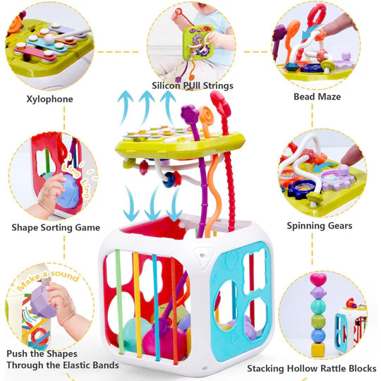 CUBO DE ACTIVIDADES PARA BEBES ,JUGUETE DE ENSEÑANZA 7 en 1 👶👌