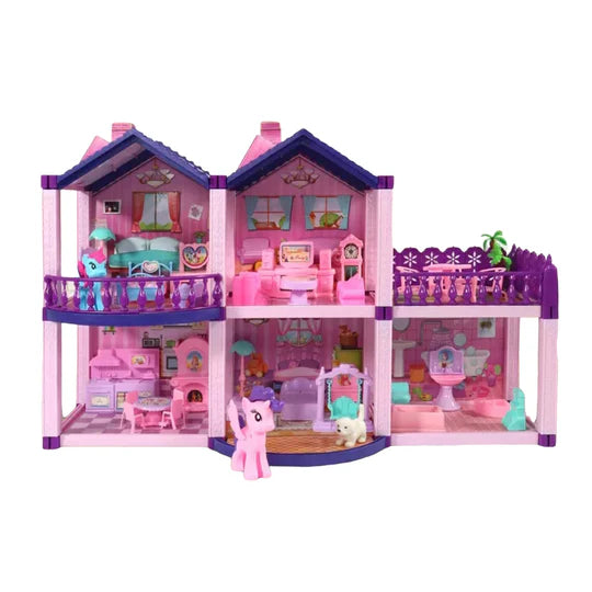 Casa de Muñecas Infantil con Muebles y Animales 60x22x38 cm 👧