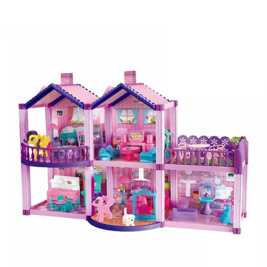 Casa de Muñecas Infantil con Muebles y Animales 60x22x38 cm 👧