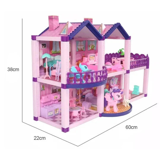 Casa de Muñecas Infantil con Muebles y Animales 60x22x38 cm 👧